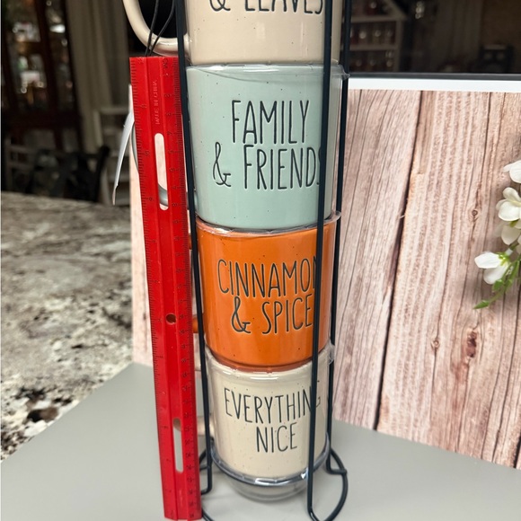 Stackable Fall  Mugs Set with Stand - Picture 4 of 5